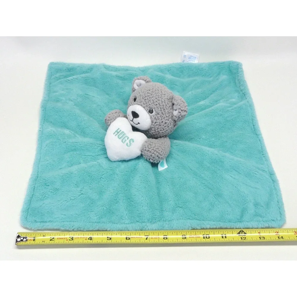 Build A Bear Security Blanket Lovey Teddy Bear Gray Teal Baby Holding Hugs Heart